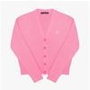 Acne Studio C60104 Cameo Pink  Drm  Face Logo Patch V Neck Public Cardigan