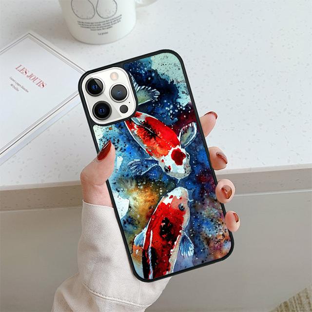 Japanese Koi Fish Phone Case For iPhone 17 Air 14 15 16 13 12 Cover For Apple 14 15 16 Pro Max Plus Coque