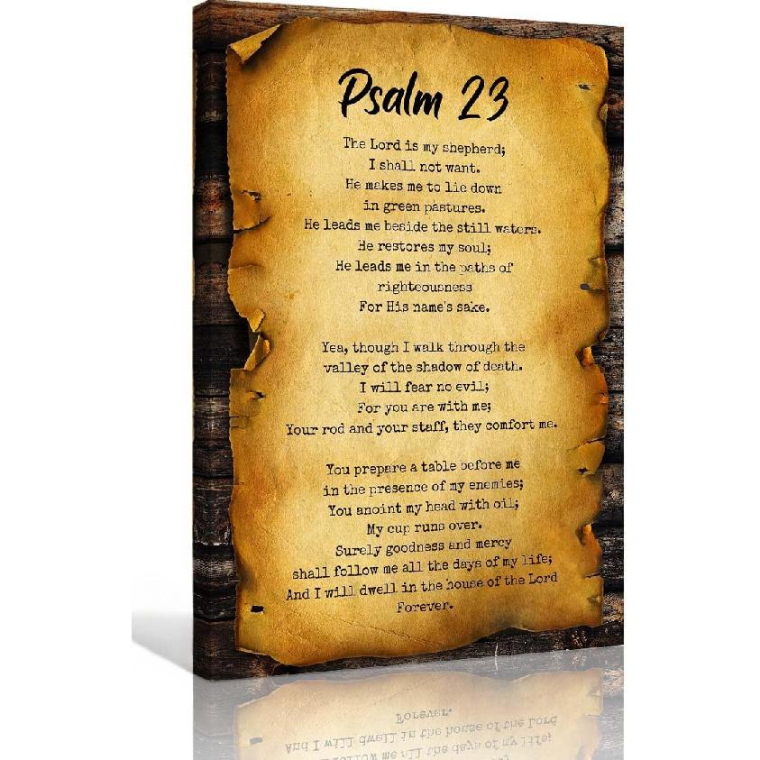 Psalm 23 Wall Art The Lord Is My Shepherd Bible Quote Wall Decor Framed pirational Pictures Christian Poster 08x12 inches 12 L x 8 W