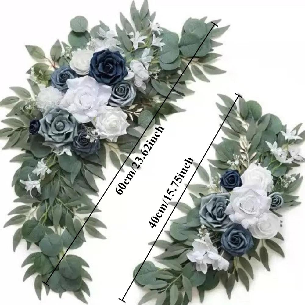 2pcs Artificial Crescent Flower Swag Wedding Arch Decor Fake Floral Finished for T Stage Road Lead Party Ceremony Event Supplies