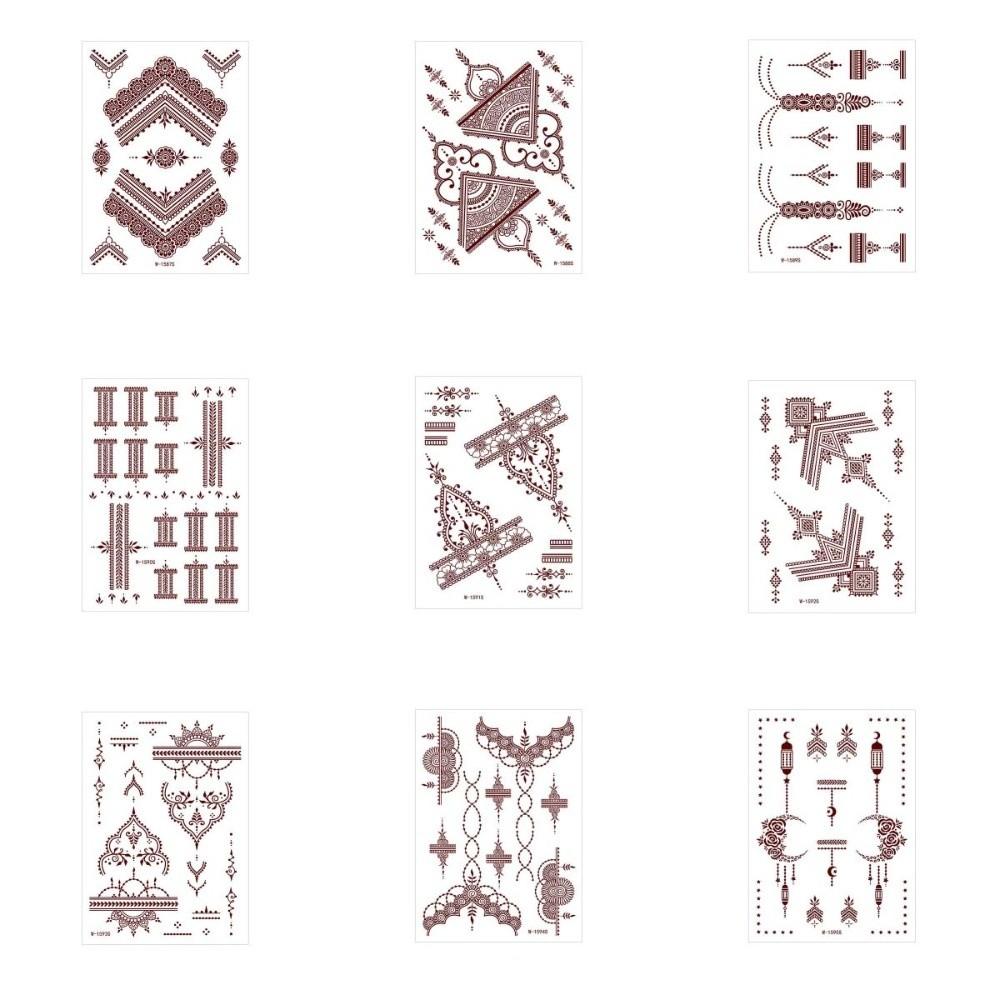 Lace Fake Tattoo Henna Tattoo Stickers Red Mehndi Stickers Body Art Sticker  Finger Hand