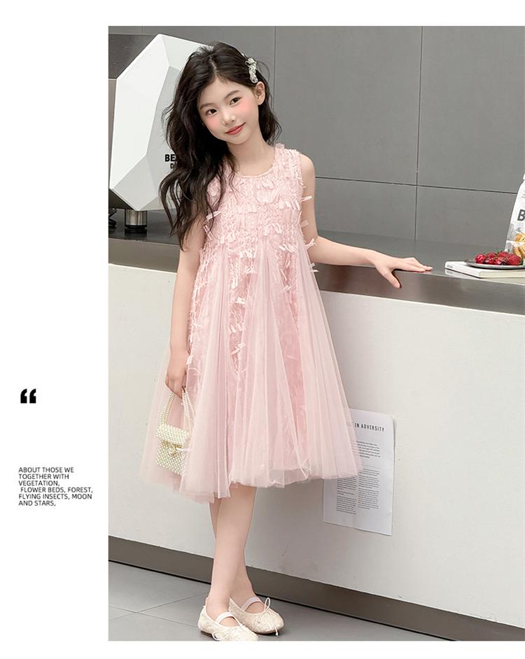 Girls' summer dress 2026 new style children's stylish sleeveless mesh princess dress girls' summer dress fluffy skirt