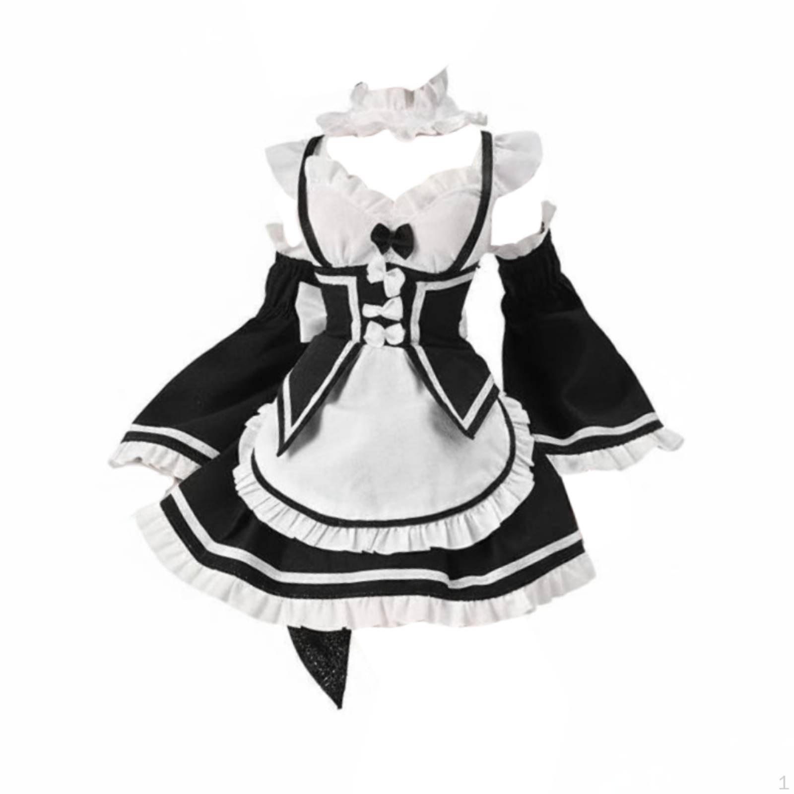 1/6 Doll Maid Outfit Black and White Color Scale Dress Cute Toy Clothing