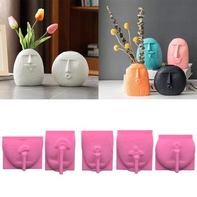 Human Facial Shape Planter Mold Home Decorations Silicone Mould for Flower Pot Concrete Mold DIY Resin Casting Tool