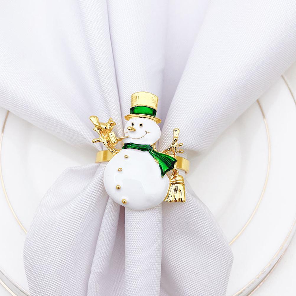 Christmas Napkin Rings Set of 6 Snowman Metal Napkin Ring Holders for Dining Table Decor for