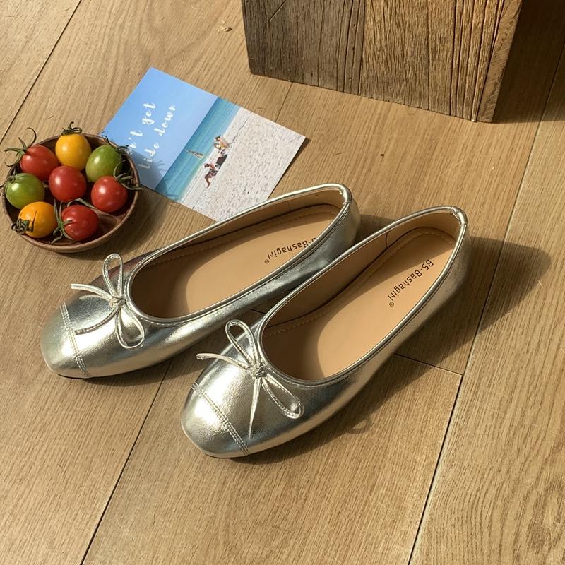 Fashion SUOJIALUN 2025 Spring New Women Flat Shoes Flat Shoes Round Toe Slip On Ladies Casual Loafer Shoes Flat Soft Sole Fashion Baller