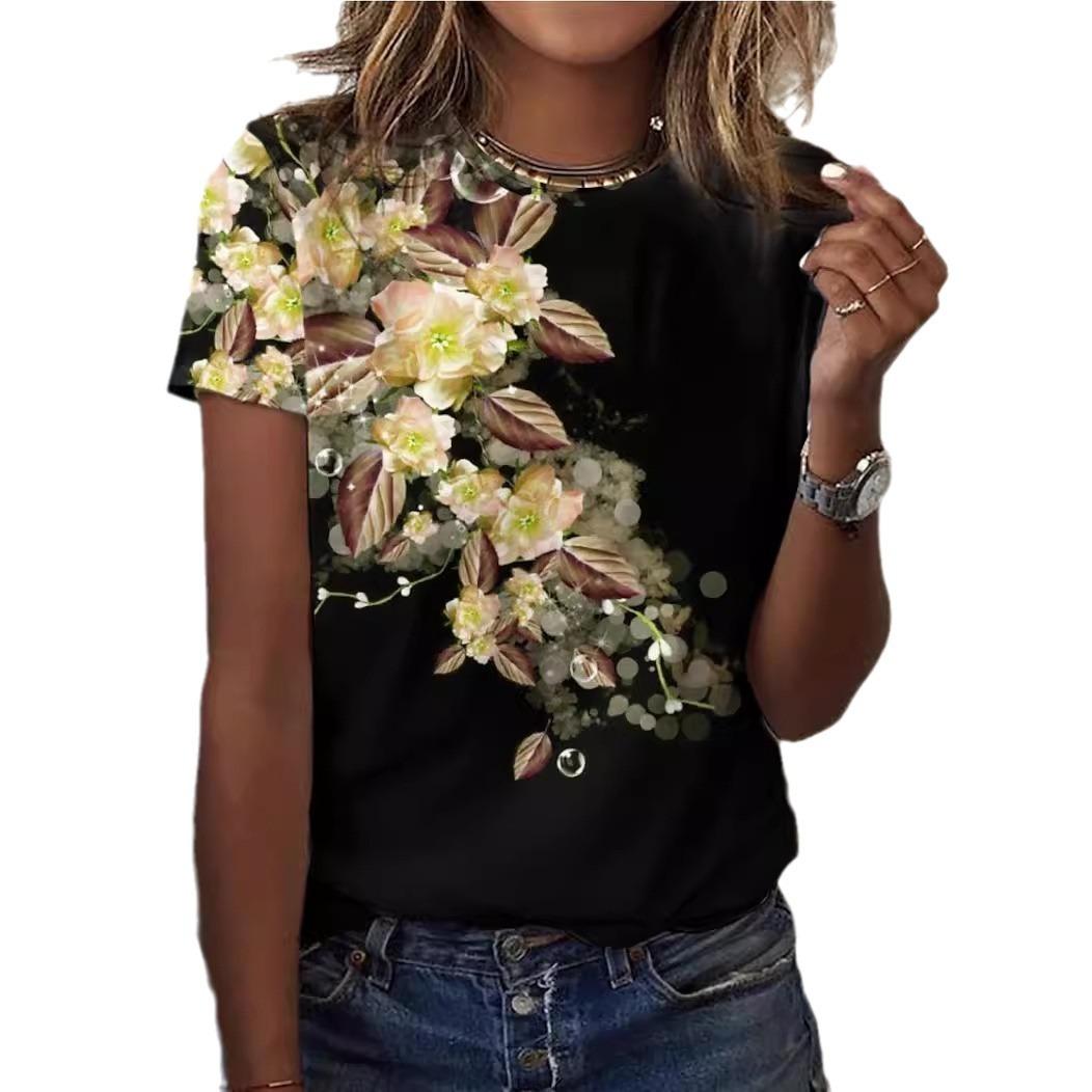 

Женская летняя свободная повседневная футболка с круглым вырезом и короткими рукавами с 3D-принтом 6XL