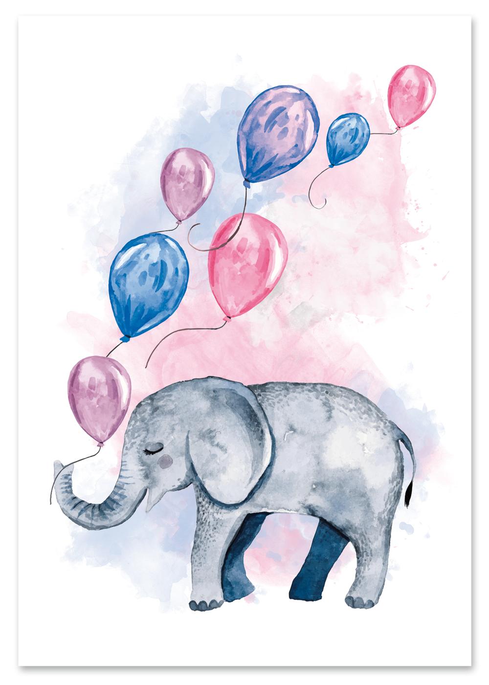 

Plakat słoń słonik z balonami 30x40 cm