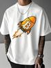 Unisex Summer Casual Short Sleeve T Shirt Bitcoin Rocket Graphic Print Oversized Loose Tees Streetwear Daily Fashion Tops