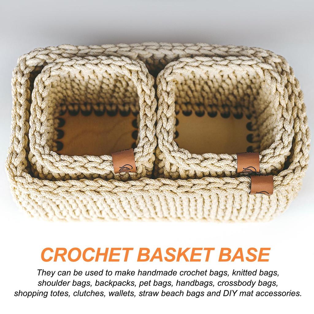 PATIKIL Crochet Basket 10 Basket Round Wooden Base Bag Making Knitting Crochet Shoulder Purse Craft 12-inch Bases, Pieces, Bottoms, Shapers, Supplies,