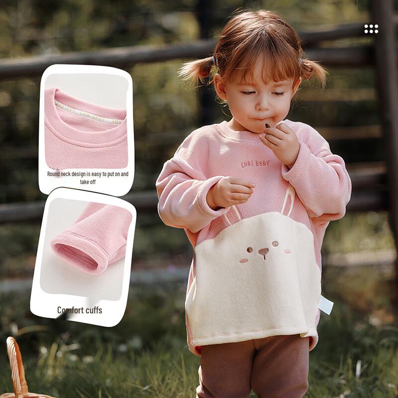 Labi Kinder Doppelseitiges Fleece Langarm Rundhals Oberteil