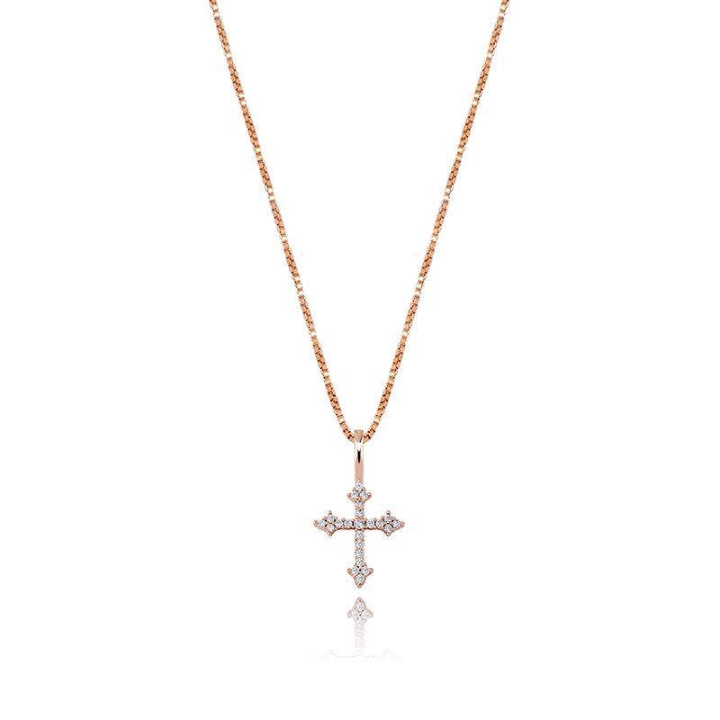Trendy 925 Silver Cross Zircon Pendant Necklace - European & American Hip-hop Style