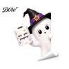 Waterproof Halloween Wall Stickers Toilet Sticker, Ghost And Skeleton Print Decals, PVC Easy Bathroom Decals Peel Stick Spooky Stickers, for