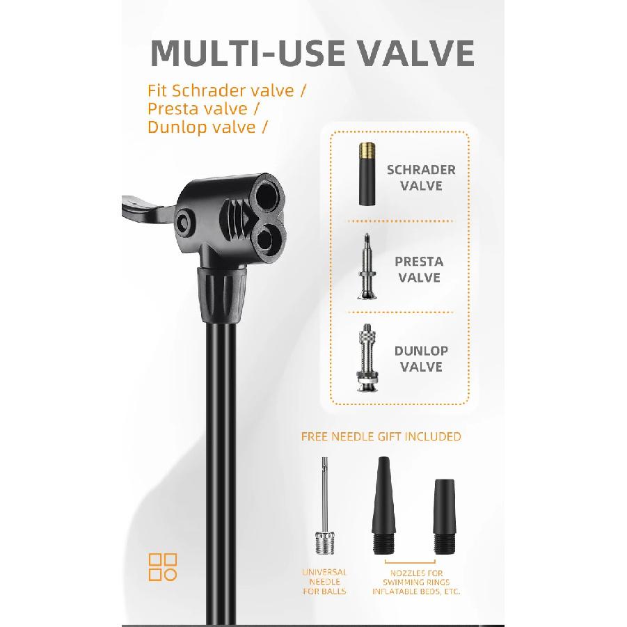 WEST BIKING Bicycle Pump 160PSI Road Mountain Bike Steel Air Pump with Gauge Presta Schrader Valve Tire Inflator Cycling Tools