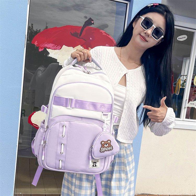 Schoolbag Korean version ins style high value large capacity schoolbag female junior high school high school student college student lightweight