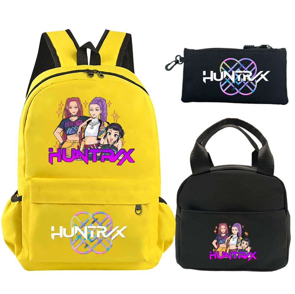 3Pcs/set Anime K-Pop Demon Hunters Printed Backpack with Shoulder Bag Pencil Case for Student Boy Girl Schoolbag Large Capacity Waterproof Bookbag