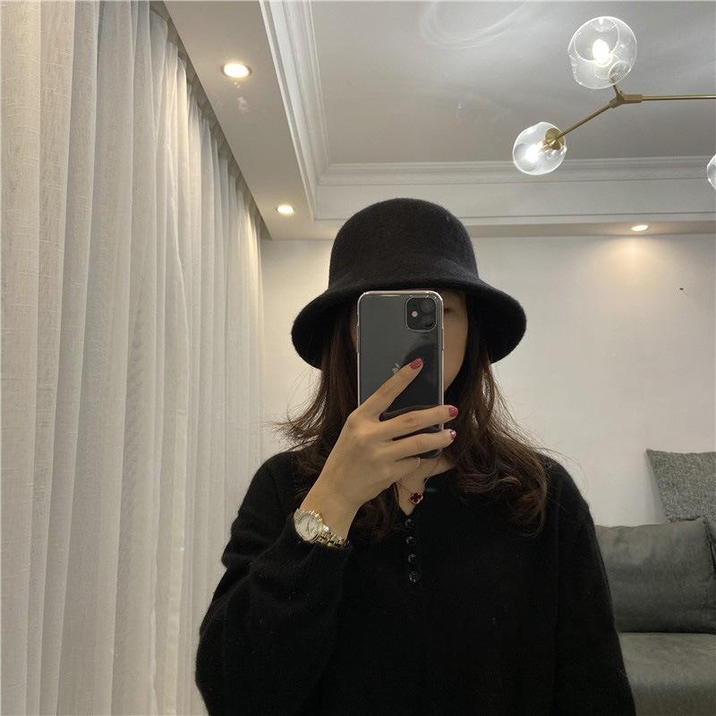 

Кашемировая шерсть Регулируемая шляпа-рыбак Женская утолщенная осенне-зимняя шляпа-ведро Шерстяная в японском стиле С маленькими полями Короткополая шляпа-рыбак One Size