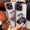Etui z podstawką w kształcie łabędzia z cyrkoniami dla iPhone 16 Pro Max - Urocza, Odporna na upadki Ochrona