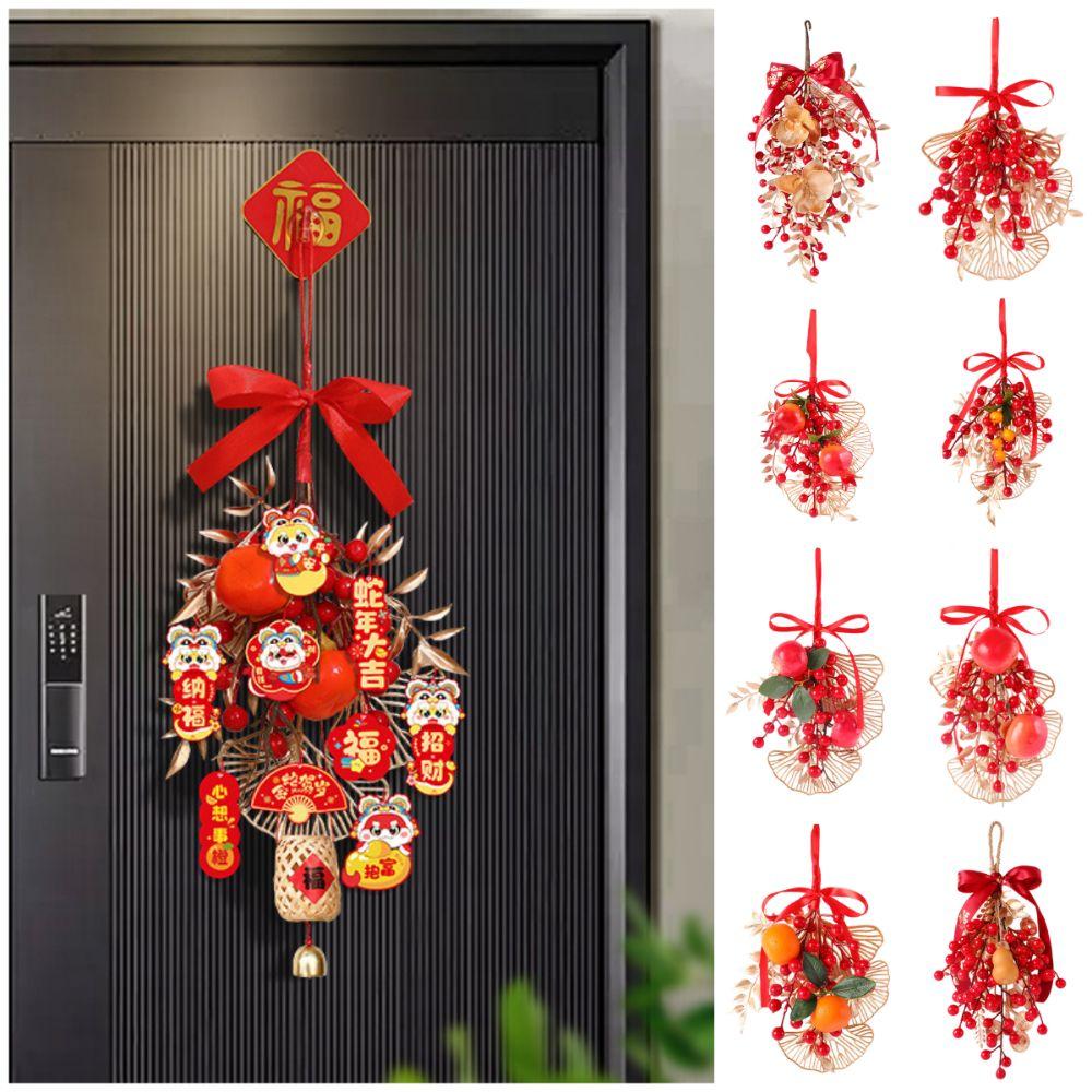 Facai Red Fruits Lucky Charm Gold&red Drop Ornaments Creative Hanging Pendent  Gift