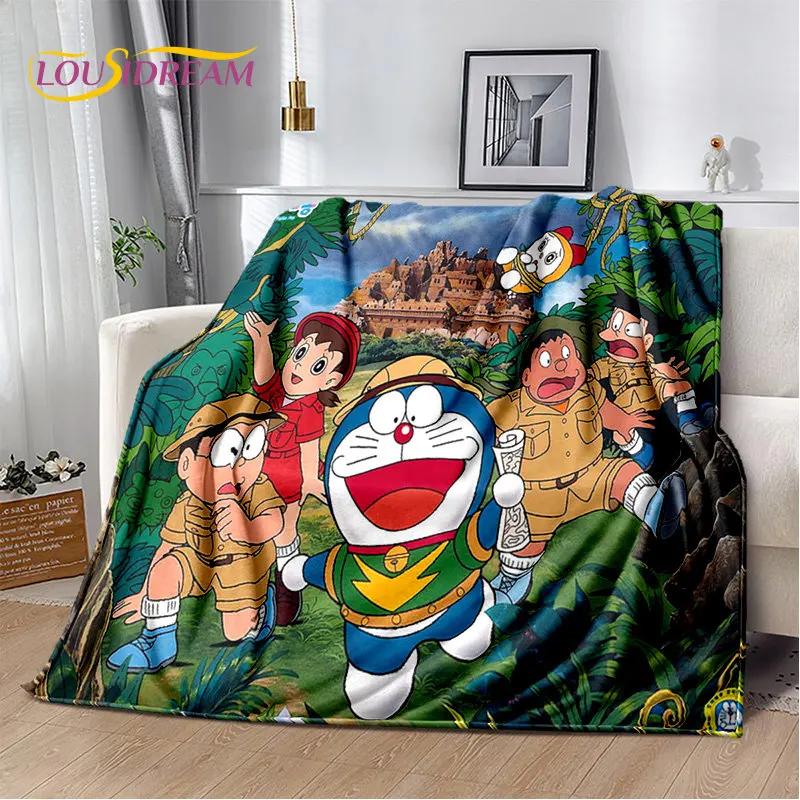 Coperta morbida in peluche cartone animato anime Doraemon, coperta in flanella per soggiorno camera da letto letto divano picnic, copertura calda per bambini