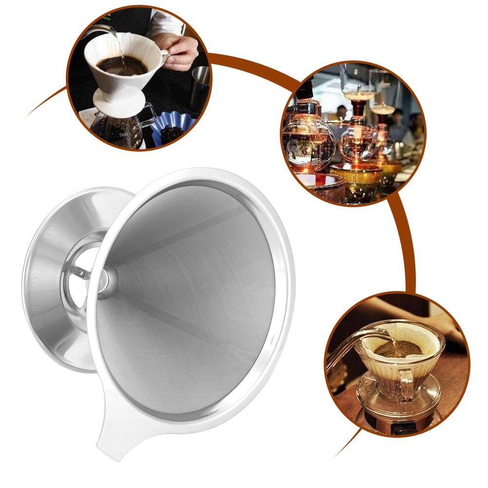 Hushålls rostfritt stål kaffefilter Återanvändbar trattfilter Droppkaffe filterkopp