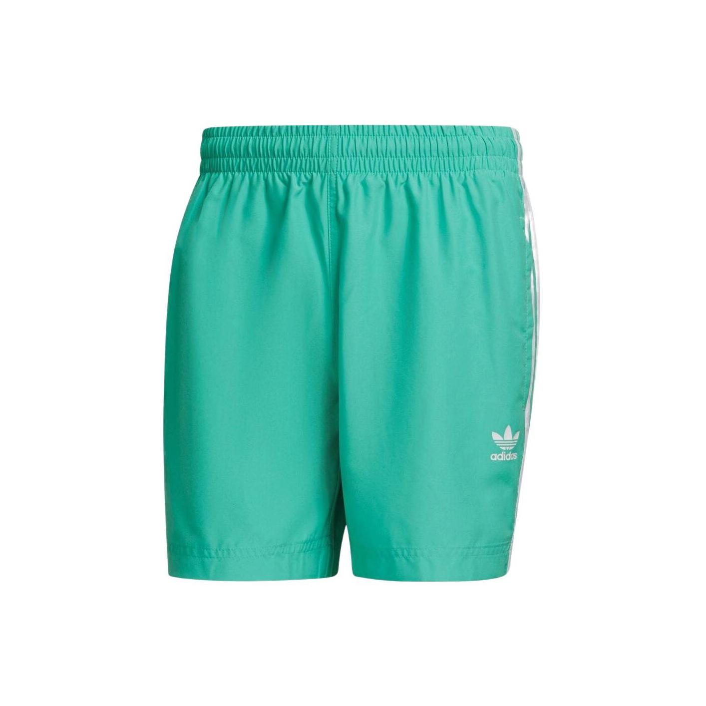 Adidas Originals Adicolor Series Striped Logo Print Straight Leg Casual Shorts Men shorts Green HF2119 S