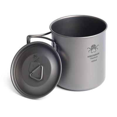 Titanium Cup with Foldable Handles Lightweight Water Cup for Backpacking Camping Fishing