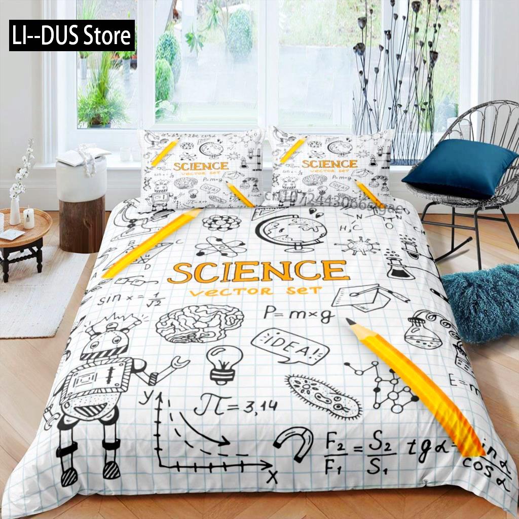 Science Duvet Cover Set King Size Periodic Table Of Elements Bedding Set Chemistry Lovers Learning Image For Kids Teens Adults