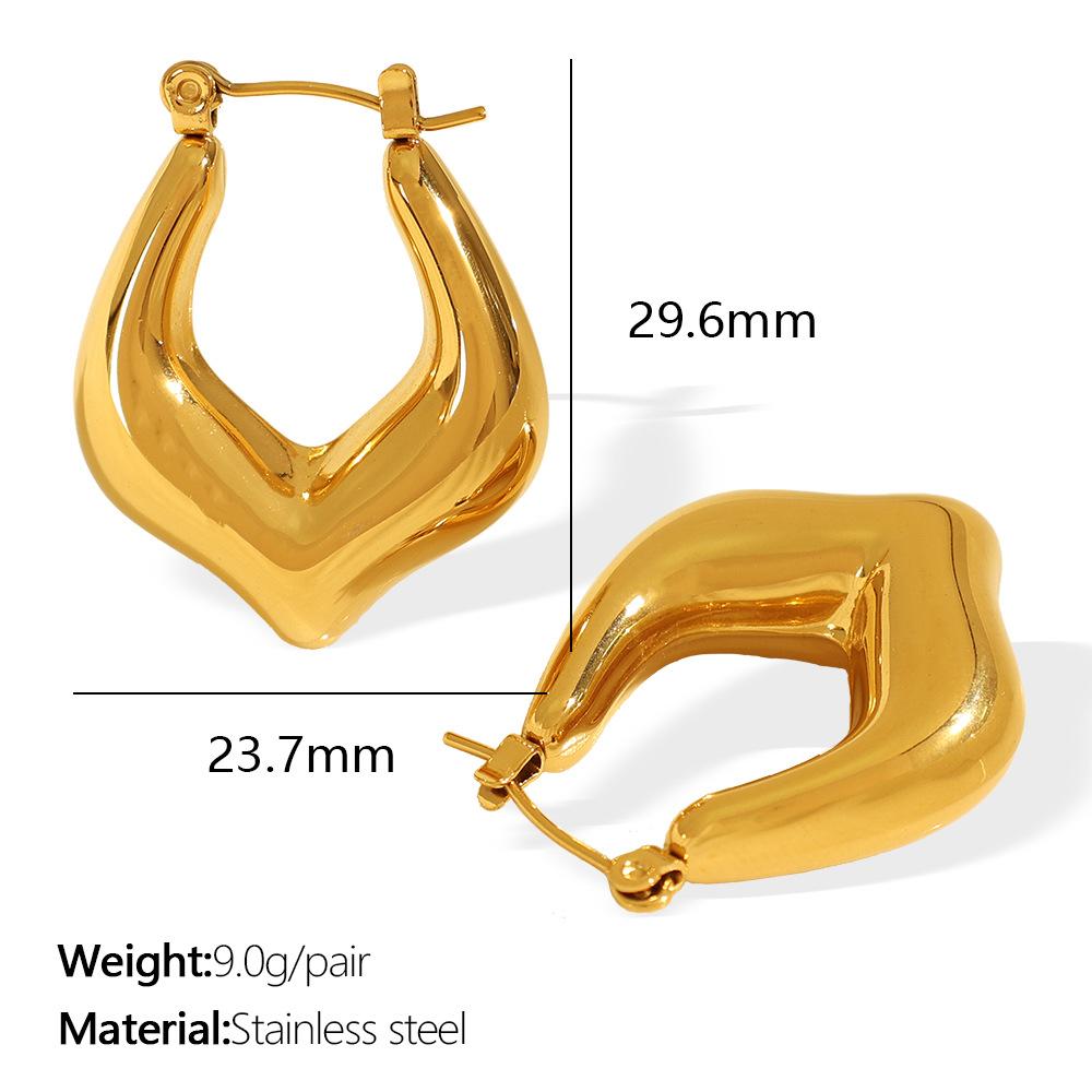 Design Titanium Steel Water Drop Geometric Earrings C Shape Simple Basic Versatile Earrings