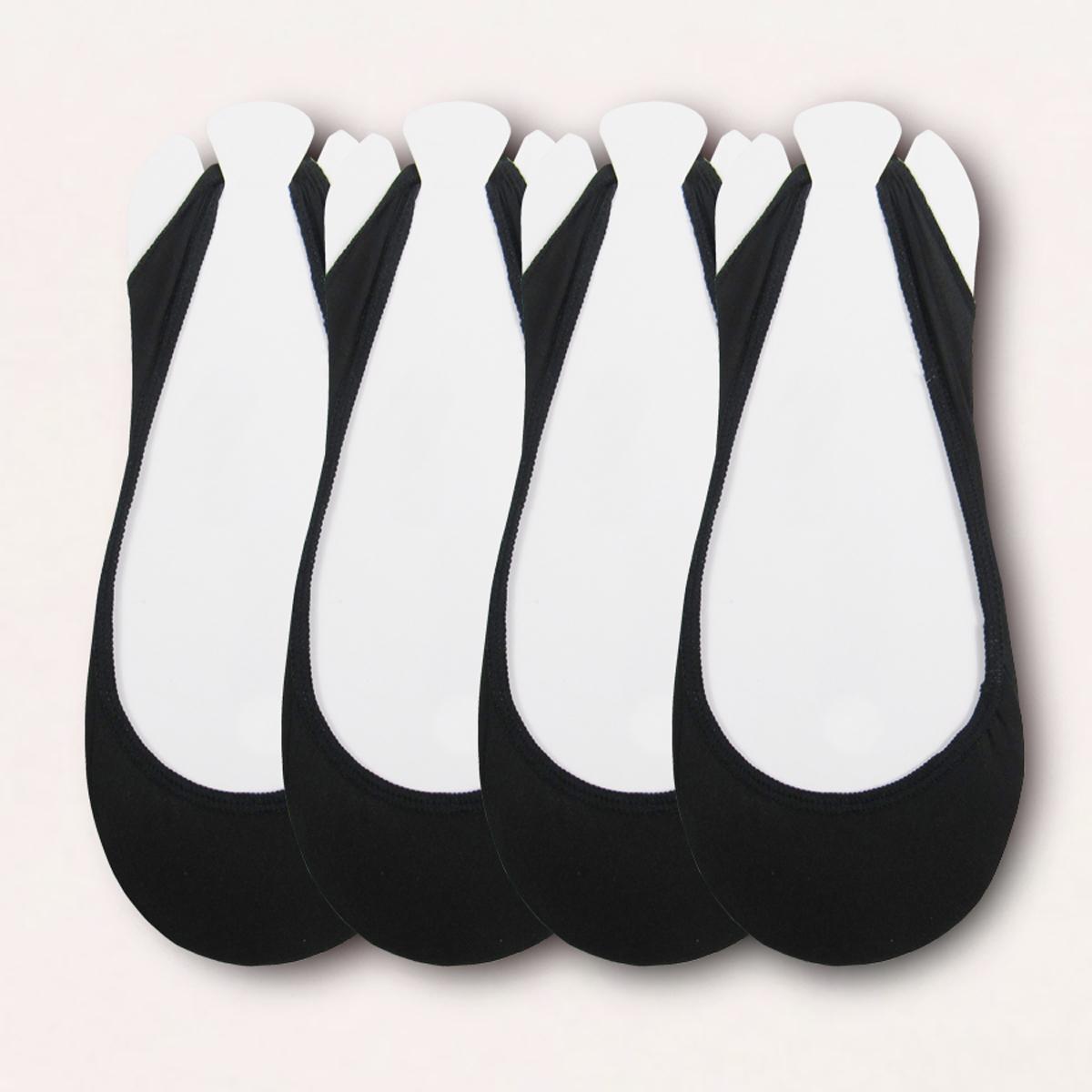 

4 пары женских носков с открытой пяткой до половины ладони, удобные полые невидимые носки на подтяжках, летние тонкие дышащие носки, женские тапочки EUR35-40 чёрный