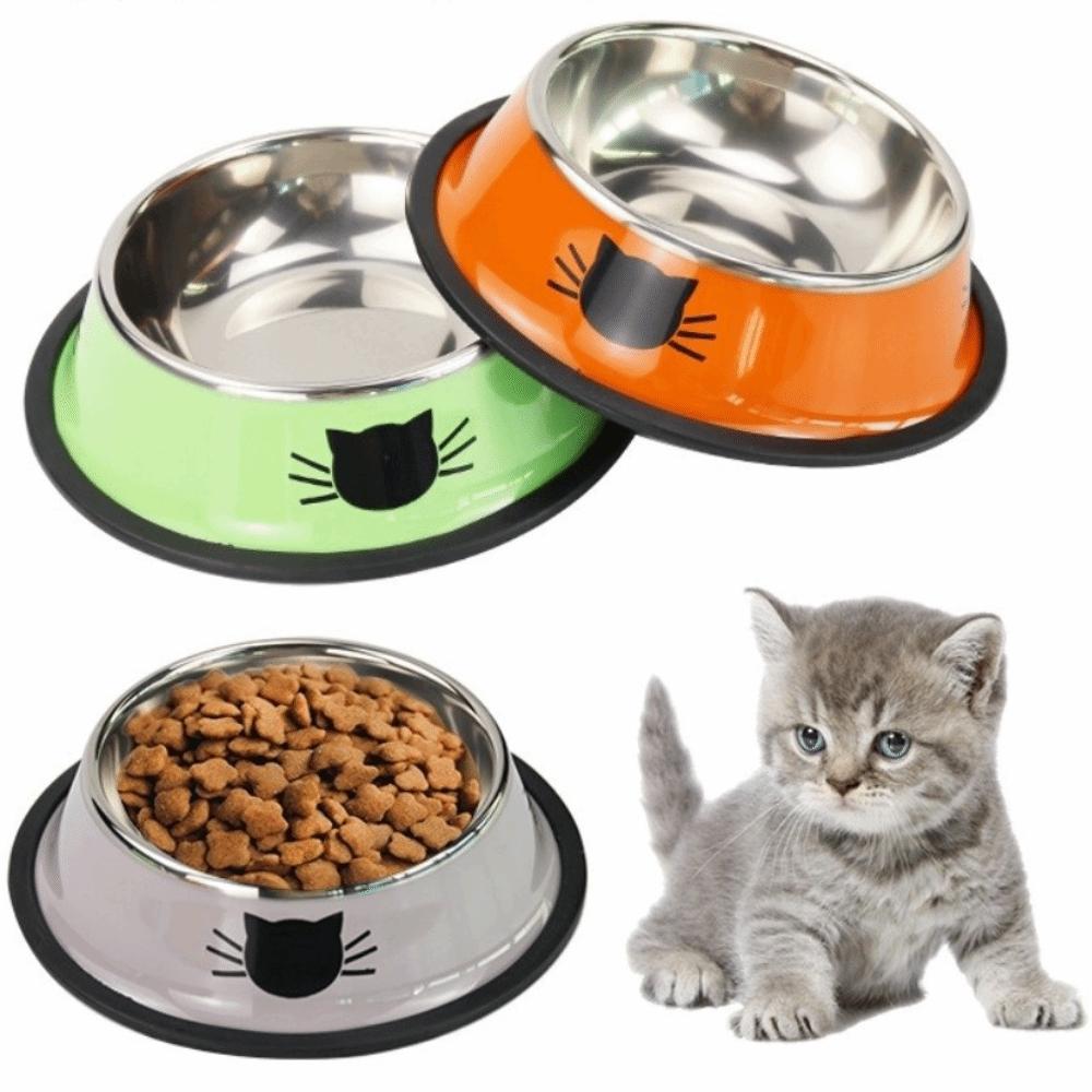 Non-slip Base Anti-dumping Cat Bowl Stainless Steel Dog Bowl Durable Steel Pet Bowl dog