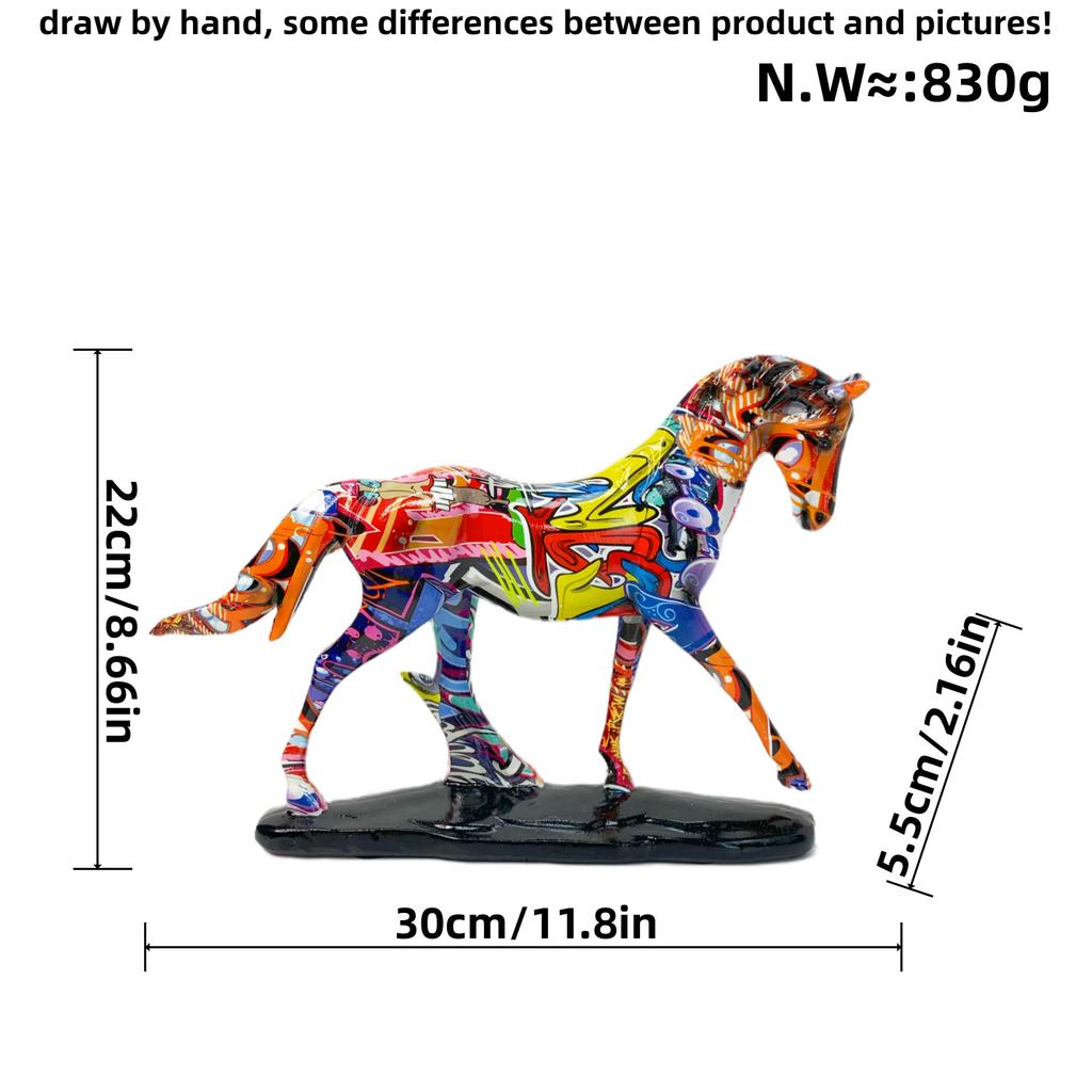 European-style Colorful Graffiti Water Transfer Horse Success Resin Crafts Ornaments Living Room Top Entrance Wine Cabinet Decoration Supplies Home