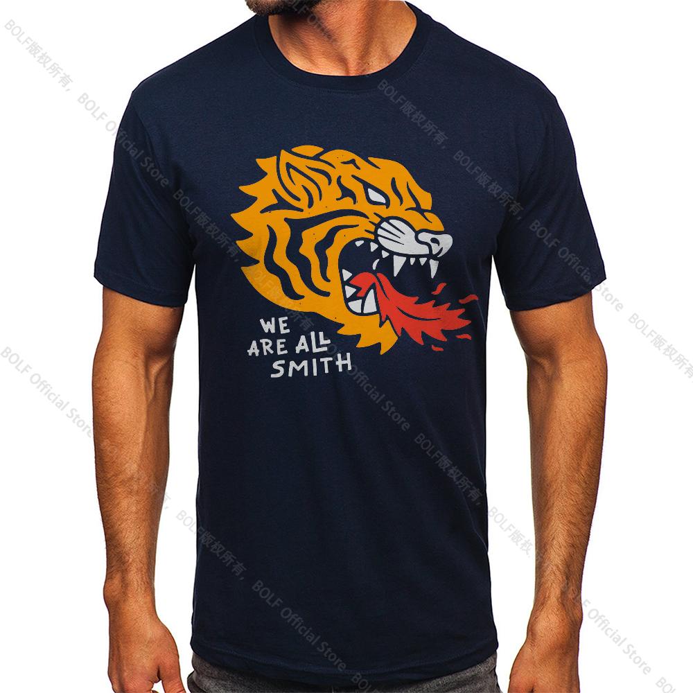 Men's We Are All Smith Tiger Vintage T-shirt Sport 100% Cotton Print Oversized Tees for Men Women Sportswear Tops
