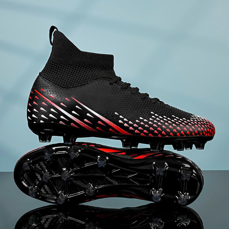 Fashion Men Football Boots Long Spikes High Ankle Soccer Shoes AG/TF Kids Outdoor Grass Cleats Soccer Boots Training Sport Football Shoes