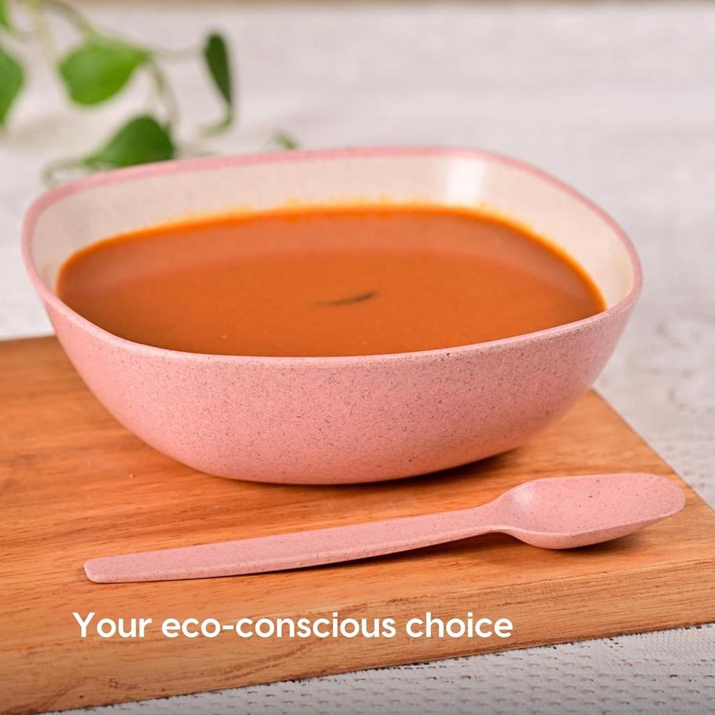 Set mit 6 umweltfreundlichen Mehrzweckschüsseln für die Küche | 600 ml | Hergestellt aus Bambusfasern und Reishülsen | Mikrowellengeeignet B