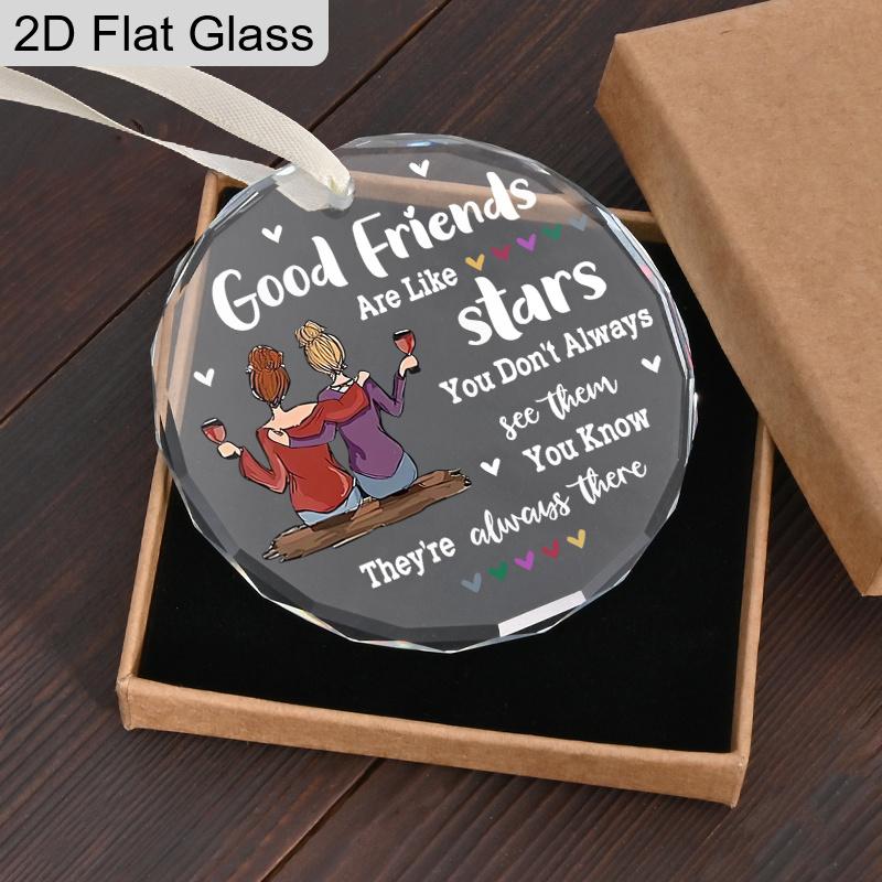 Freundschafts-Erinnerungsstück Glasornament, Design mit zwei Schwestern, die Weingläser halten, Ideale Geschenke für beste Freunde oder beste Freundinnen, Freundschaft, BFF, Seelenverwandte