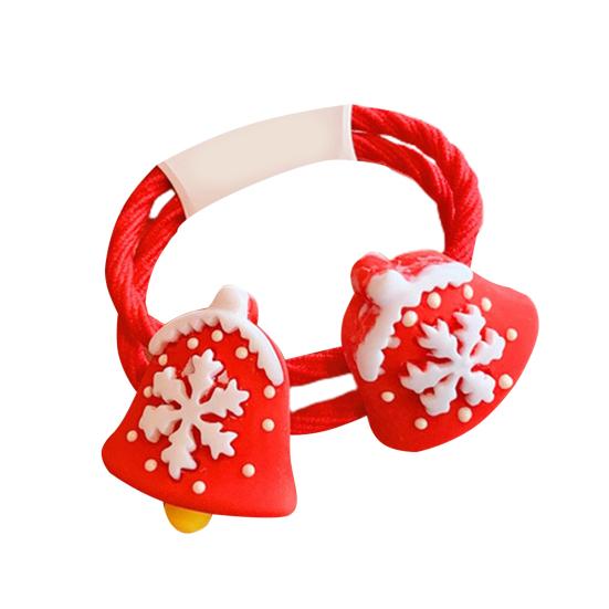 Hair Ties Snowman/Santa Claus/Bell/Reindeer/Tree Decor Gifts High-tensile Christmas Themed Kids Hair Tie Ponytail Holders for School