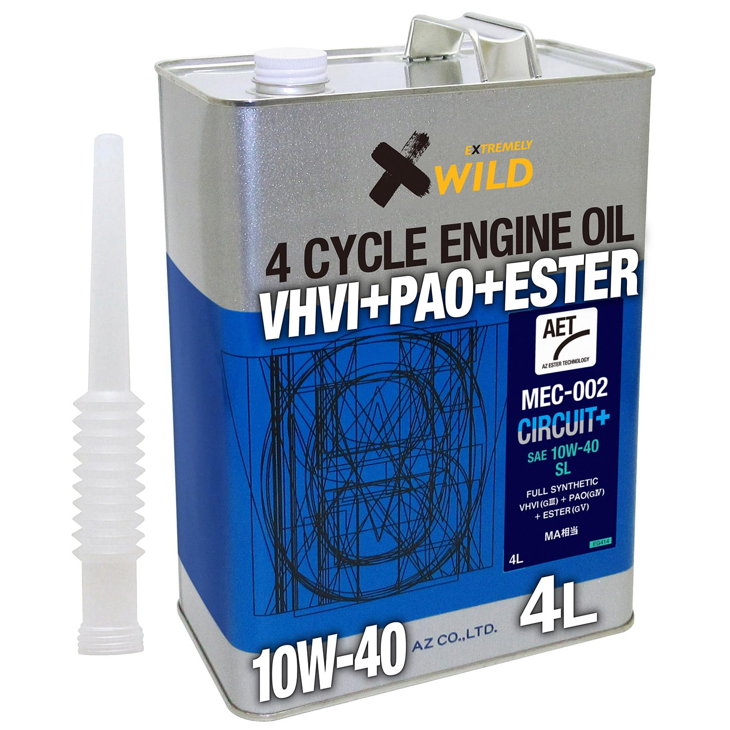 

AZ (AZ) Circuit Plus AET 10W-40 4L 100% Synthetic Ester-Blended 4-Cycle Motorcycle Engine Oil, MEC-002, EG414