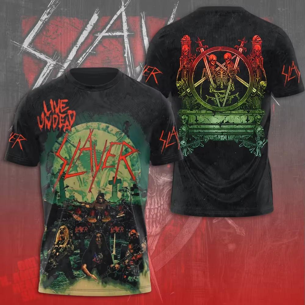 New Rock Slayer Band 3d Print T-shirt Men Women Fashion Large size Hip Hop Tops Tee Tshirt Short Sleeve Casual Mens Clothing