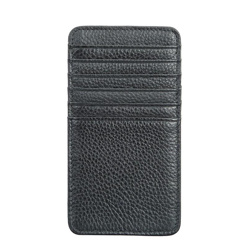 Real Pickup Bag Men s Women s Ultra-thin Card Bank Holder Layer Cowhide Multi Slot Handmade 8x1x15 чёрный