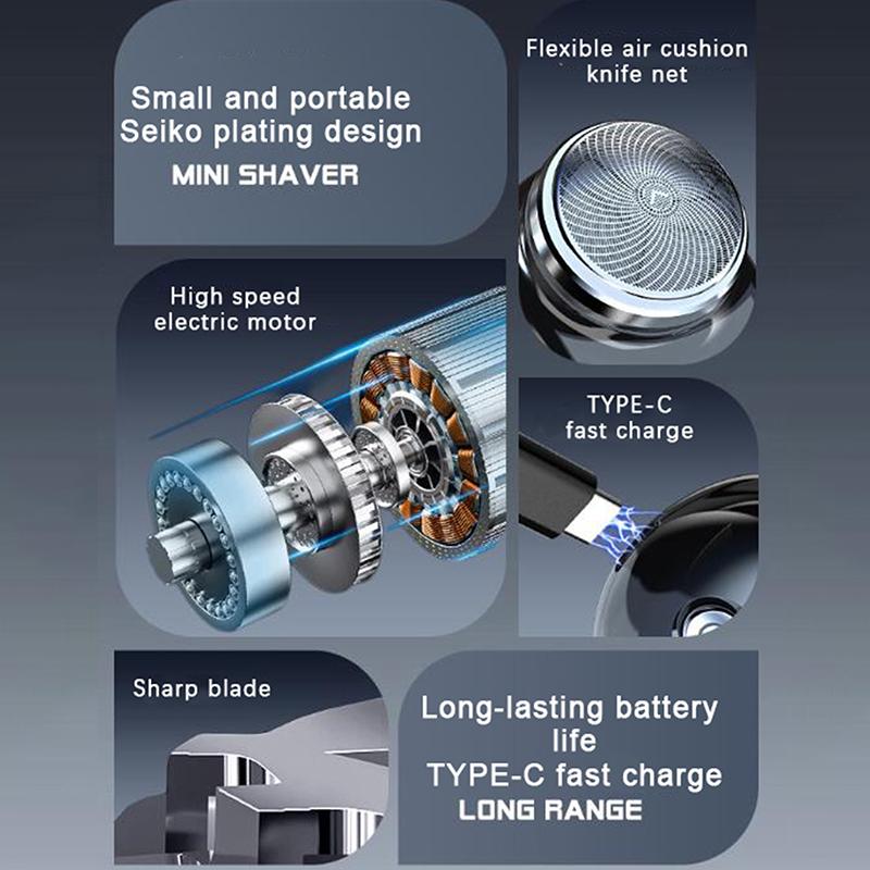 Electric Shaver Portable Razor Travel Attire Wet And Dry Men Usb Rechargeable Shaver Charging Simple Washable Father'S Day Gift