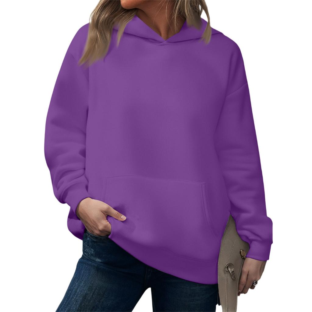 Fashionable Women's Hooded Sweatshirt Casual Pocket Top Loose Pullover