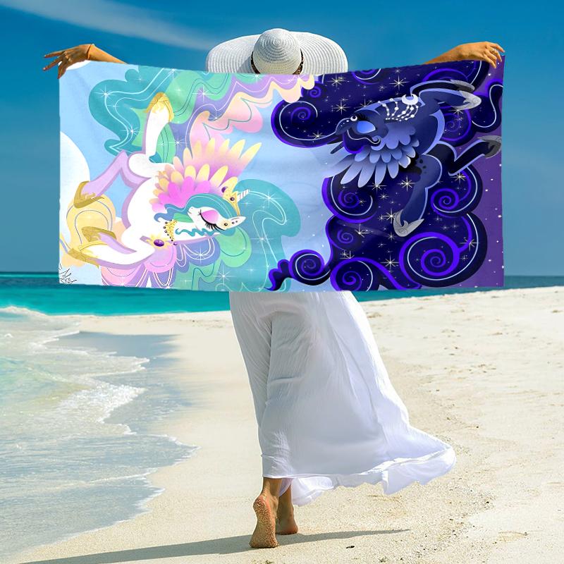 1Pc Fantasy Unicorn Sky Ride Beach Towel Microfiber Beach Towel Thin Absorbent For Beach Swimming Yoga Bath Sports 0917118
