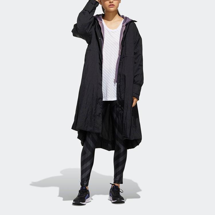 adidas Women's Black Long Hooded Windproof Jacket FM5184