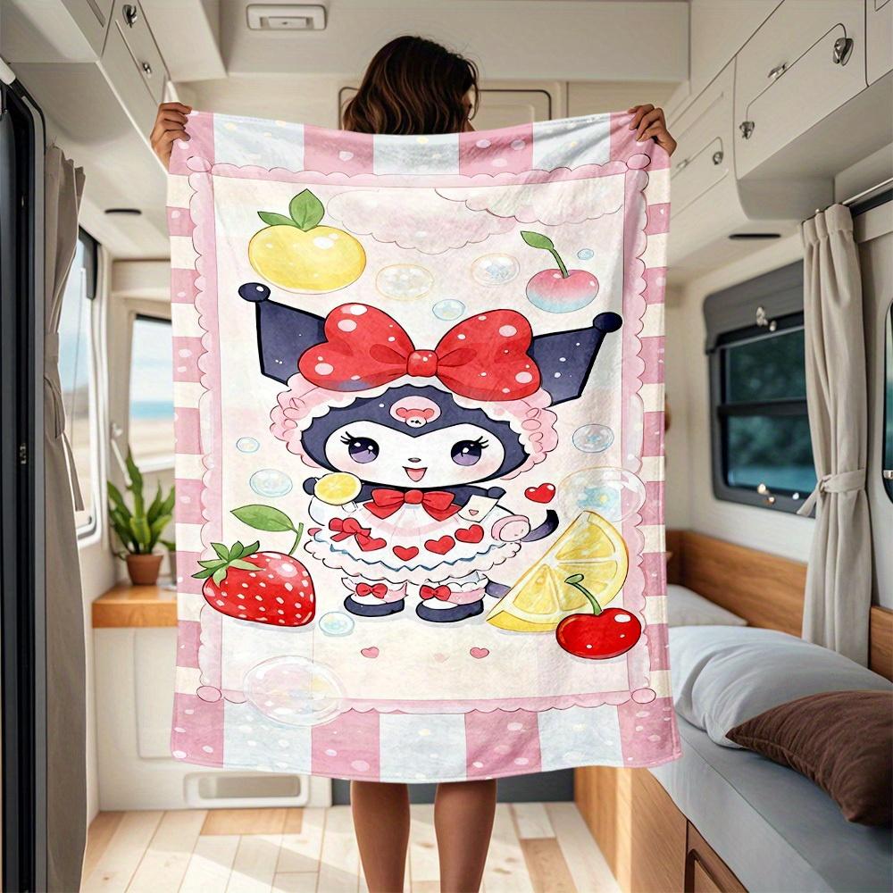 

1pc Kuromi, Sweet, Bubble RV flannel blanket, pattern printed blanket, sofa bed couch car office camping travel warm comfortable soft blanke 130x150cm