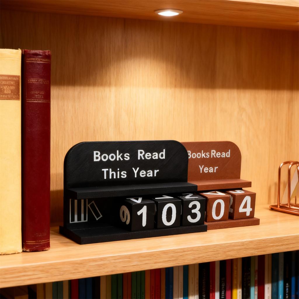 3D-gedrucktes Bücherregal-Dekor Jährlicher Lesezähler, Lesezähler mit Zahlenfeldern, Personalisierter Lesezähler