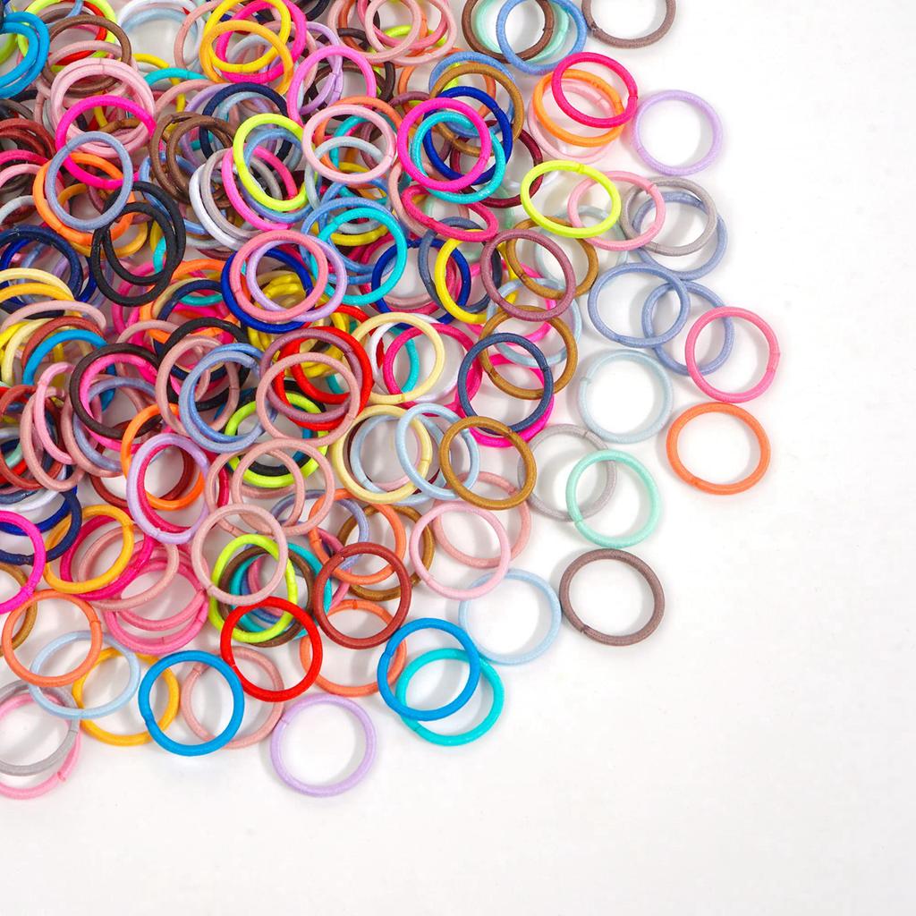 100 ks Dětské gumičky do vlasů, 36 vícebarevných, průměr 2 cm, nezanechávají otlaky, prstové gumové gumičky do vlasů, malé tenké gumičky do vlasů na culík Hai