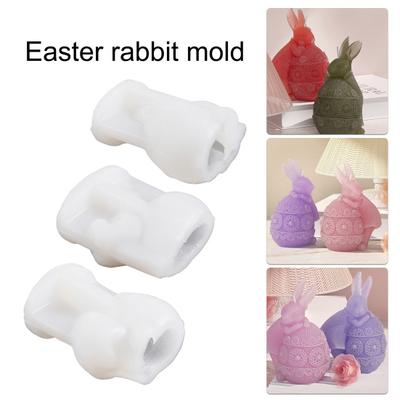 Silicone Candle Mold Easter Bunny Shaped 3D Mould DIY Craft Making Creation Epoxy Casting Soap Aroma Candle Mold Craft Supplies Handicraft