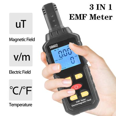 3 In 1 Electromagnetic Field Radiation Tester Portable EMF Tester LED Indicator Detector Electric Magnetic Field Temp Test Kit