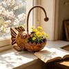 Rustic Iron Planter, Fish Shaped Design, Decorative Metal Flower Pot for Succulents Cactus Plants, Rustproof Garden Patio Porch Balcony Yard Lawn